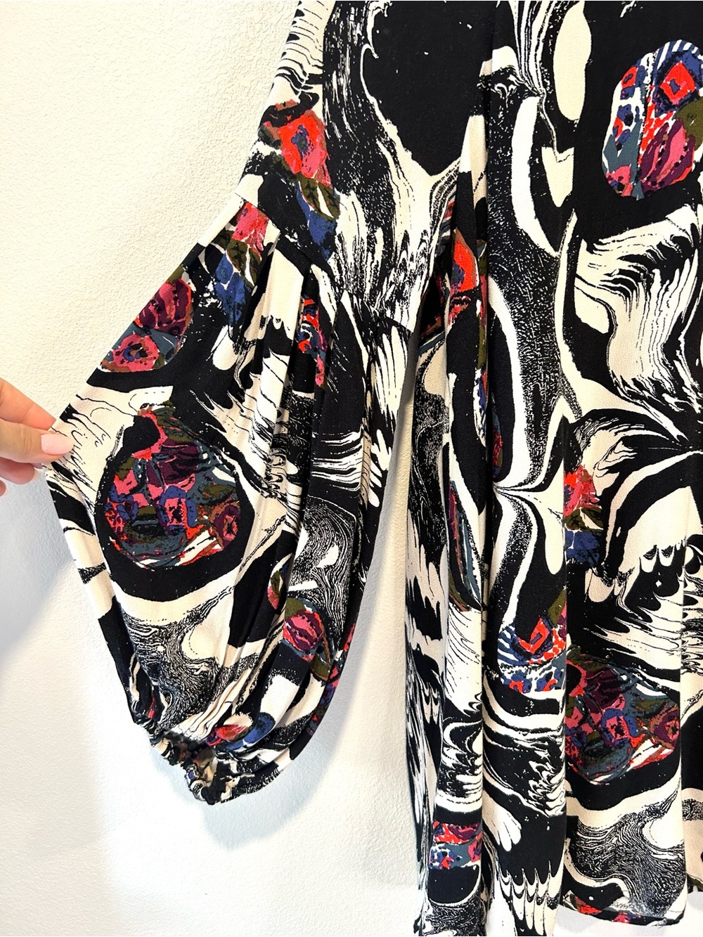 Free People Drift Away Abstract Print Tunic Dress Top Cold Shoulder Boho Size M - Picture 6 of 8